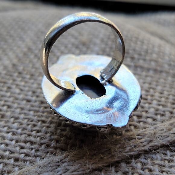 Handcrafted Sterling Silver Rhodochrosite Ring, Size 8.5 Natural Stone Jewelry - Picture 7 of 11